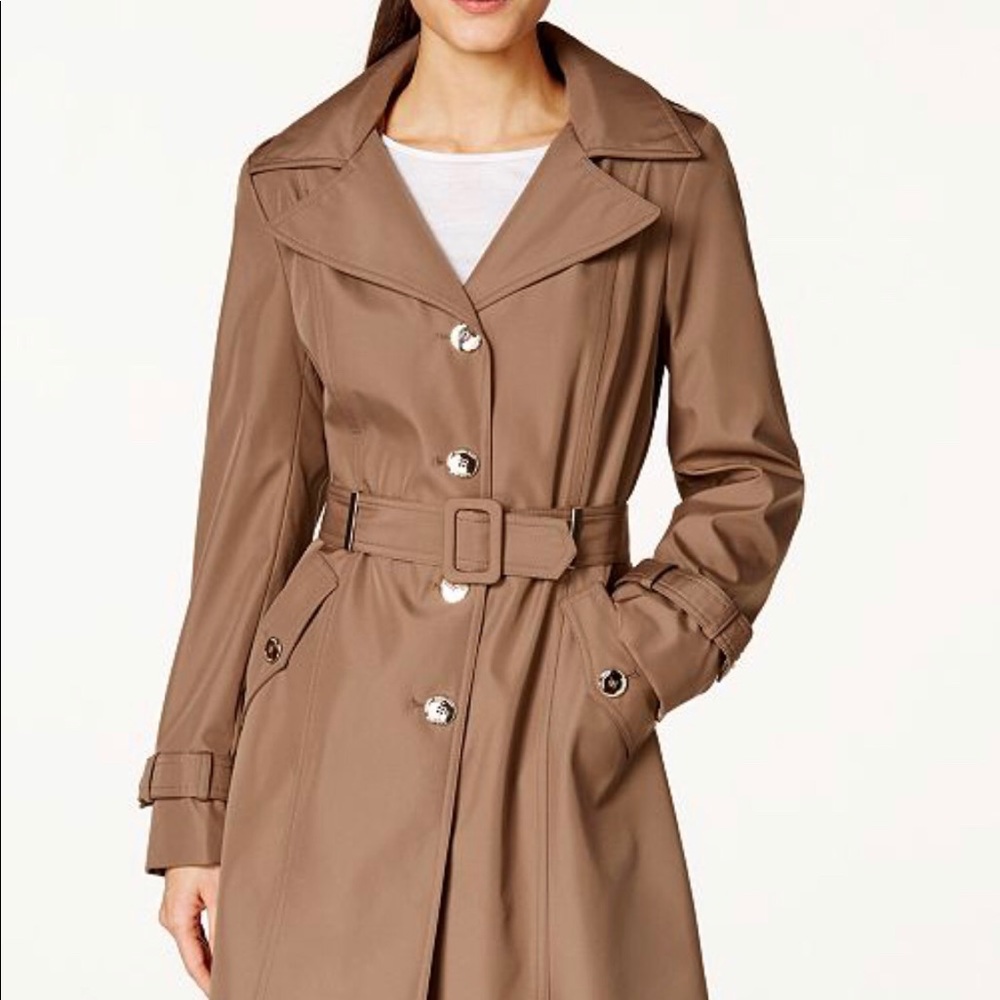 Calvin Klein Petite Hooded Single-Breasted Trench